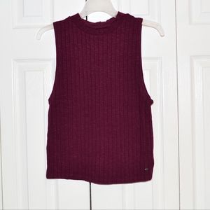American Eagle maroon ribbed high neck top.